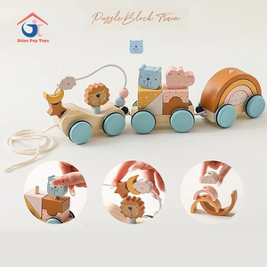Recién llegado, juguetes de coche de arrastre de madera, juguetes Montessori para niños, juguetes educativos de Aprendizaje Temprano preescolar para niños pequeños - Product Image 2