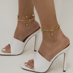 HOVANCI 4 Vintage Mode Cristal Strass Chaîne Sandale <span class=keywords><strong>Cheville</strong></span> Bijoux En Couches Chaîne Papillon Charme Bracelet <span class=keywords><strong>De</strong></span> <span class=keywords><strong>Cheville</strong></span> - Product Image 1
