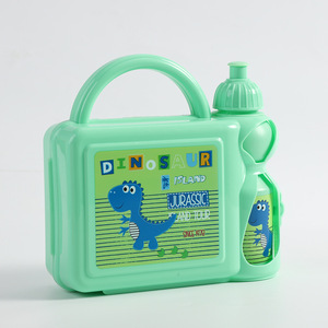 Ensemble de boîte à lunch mixte tricolore pour enfants bouteille d'eau en plastique chauffable et boîte à pain avec logo de dessin animé mignon école usage domestique - Product Image 2