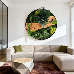 Cadre d'art en mousse stabilisée, décoration végétale artificielle en mousse, fait main, écologique, pour maison, bureau, hôtel, luxe, style scandinave, en bois suspendu - Product Image 4