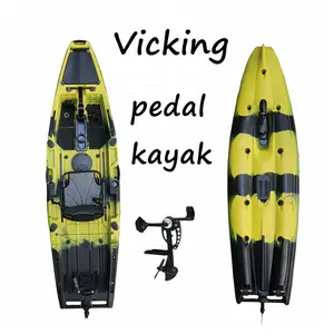 Vicking alta calidad 10.5ft sola persona sentarse en la parte superior de pesca Kayak pie Pedal Drive Kayak con soporte para caña de pescar para la venta
