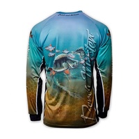 Chemises de pêche amusantes à col rond OEM, sublimation, nouvelle chemise de pêche au bar pour hommes