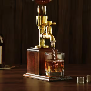Dispensador de Vino Rústico Hecho a Mano con Grifo de Latón y Base de Madera Carbonizada para Bar y Fiestas - Product Image 2