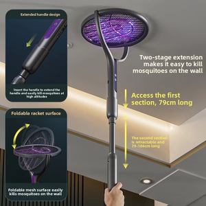 Matamoscas Eléctrico Telescópico Giratorio de 90 Grados, Asesino de Moscas y Mosquitos con Mango Extensible, Recargable, Eliminador de Insectos - Product Image 3