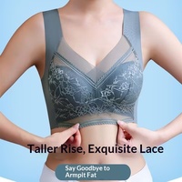 Soutien-gorge push-up anti-affaissement en dentelle pour femmes grandes tailles, quotidien, élastique, doux, soyeux, sans couture, fin, respirant, tricoté
