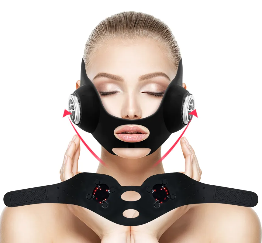 Dispositivo de lifting facial ems, dispositivo em formato de v, massageador facial led anti-envelhecimento para reduzir o queixo duplo