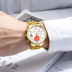 Pour NIBOSI 2391 hommes Original affaires chronographe montre-bracelet à Quartz 44mm boîtier en acier 20mm verre lumineux alliage cuir Shanghai - Product Image 4