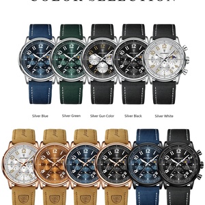 Reloj Deportivo de Lujo POEDAGAR para Hombre, Resistente al Agua, Luminoso, Cronógrafo, Fecha, Reloj de Cuarzo con Correa de Nylon y Cuero - Product Image 3
