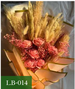Ramo de Flores Secas Mixtas con Rosas Rosadas y Hierba de Pampas LB-014 Decoración Duradera para el Día de San Valentín - Product Image 4