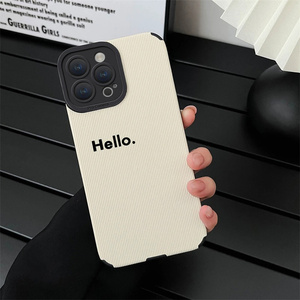 Funda de teléfono de cuero suave con letras Hello para IPhone 16 14 12 13 11 Pro MAX XR XS 7 8 Plus SE, funda de silicona blanca a prueba de golpes - Product Image 3