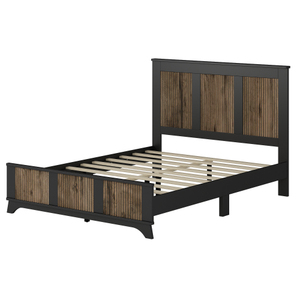 Wooden Platform <b>Queen</b> <b>Size</b> <b>Bed</b>, Modern Platform <b>Bed</b> with Wooden Strip Decoration, Plywood Slats Support - Product Image 4