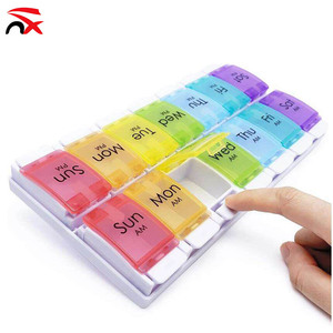 Wholesale Custom logo rainbow Weekly Pill case Promotional Pill Box Medicine Organizer 7 Days