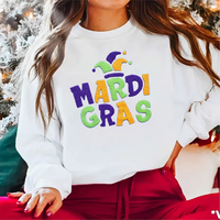 Patch personnalisé Mardi Gras, lettres Mardi Gras, patch thermocollant DTF moelleux, grand patch en chenille et fourrure à repasser pour vêtements