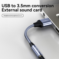 Veggieg - Adaptador de Audio USB con Conector para Tarjeta de Sonido Externa de 0.65 Pies, Convertidor Estéreo Auxiliar de 3.5 mm para Auriculares, Computadoras Portátiles, Computadoras de Escritorio Linux