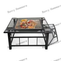 Large Outdoor Garden Wood Burning Fire Pits com aço e mesa de metal Corten para Camping Partes e Barbecue Equipamentos