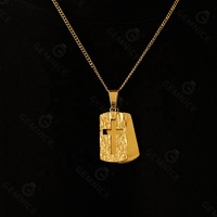 Gemnel hip-hop bijoux plaqué or collier hommes carré étiquettes de chien en acier inoxydable croix pendentif