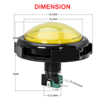 Bouton poussoir d'arcade lumineux LED 12V de 100 mm, bouton rond convexe de grande taille pour machine d'arcade