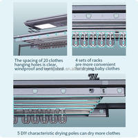 Cintre électrique automatique avec lumière LED pour le plafond, séchoir à linge réglable en aluminium 220V Max 38kgs