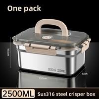 Moderne roestvrijstalen geïsoleerde, afsluitbare, voedselveilige voedselbewaarbak met grote capaciteit, stapelbaar, lunchbox voor