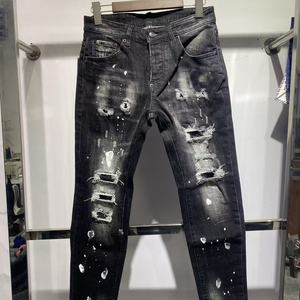 Pantalones Vaqueros Desgastados Estilo Y2K para Hombre 2025 - Pantalones Ajustados de Mezclilla con Roturas y Salpicaduras de Pintura, Estilo Hip-Hop Urbano - Product Image 2