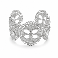 Bracelet de luxe plaqué rhodium 30g en alliage de métal précieux, pureté 100%, rond, creux, texturé brossé