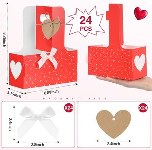 ที่ใส่แก้วน้ำแบบใช้แล้วทิ้งรูปหัวใจ 2 ใบ พร้อมหูหิ้ว สำหรับวันแม่ ที่ห่อแก้วรูปหัวใจ สำหรับของขวัญวันแม่ ของขวัญงานแต่งงาน สีแดง - Product Image 2