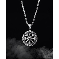Rétro nordique ethnique Viking Rune boussole pendentif collier en acier inoxydable hommes personnalisé Punk Viking collier bijoux