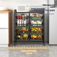 Étagère de rangement pour légumes et fruits de cuisine, multi-niveaux, mobile, en acier au carbone, installation au sol, style moderne et simple