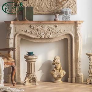 Manteau de cheminée en bois massif de style campagnard américain, table d'entrée en faux marbre, décoration de mariage, accessoire de photographie 146x33x111.5cm - Product Image 1