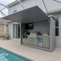 Cuisine extérieure en acier inoxydable SS304, protection environnementale, avec abri à porte électrique, pour villa, au toucher frais, pod BBQ, directement de l'usine