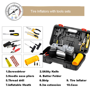 Double Cylinder Sets Tire With Tools MK8801 Portable Double Cylinder Vehicle Air Pump 12v Tire Air Pump MK8801 - Product Image 3