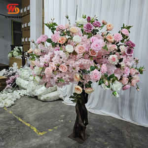 Arbre à fleurs de cerisier artificiel rose rose d'intérieur lisse pour la décoration de mariage, de fête et d'événements - Product Image 1