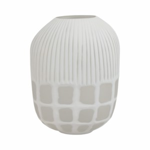 Vaso rotondo in vetro con texture a coste, vaso moderno per fiori, per soggiorno, camera da letto, ufficio, decorazioni per la casa - Product Image 4