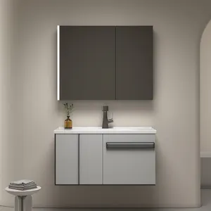 2024 Armário de banheiro com design exclusivo: estilo moderno, elegante cor cinza cristal premiada da fábrica Chaozhou