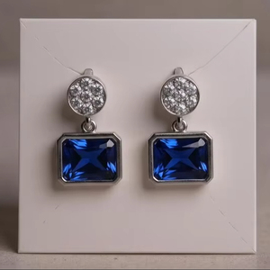 14KT Gold Natural/Labgrown Octagon Gemstone & Diamonds Gala Drop Earrings - Product Image 1