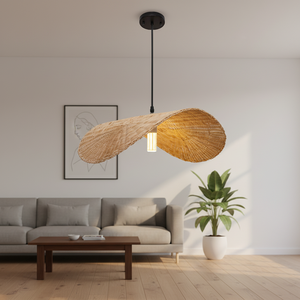 Lámpara de Techo Moderna Vintage Wabi-Sabi con Pantalla de Ratán Tejida a Mano en Blanco Cálido para Hoteles/Restaurantes/Espacios de Vida - Product Image 5