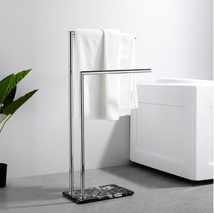 Portasciugamani autoportante a 2 livelli in acciaio inossidabile 304 spazzolato in acciaio inossidabile con Base in marmo per pavimento del <span class=keywords><strong>bagno</strong></span> - Product Image 2