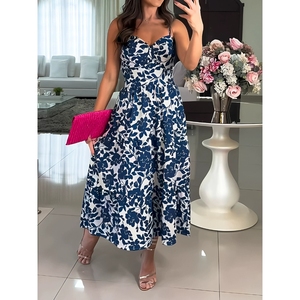 Vestido de Verano Holgado con Estampado Floral y Tirantes Finos, Estilo Boho, para Mujer, en Oferta - Product Image 1