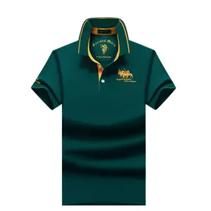 高品质设计您自己的高尔夫衬衫定制标志素色男式马球t恤刺绣软棉