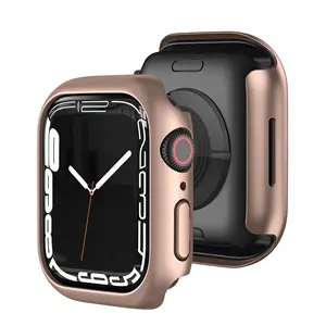 Apple Watch 시리즈 7 Iwatch 41mmmm 45mm 와 호환되는 강화 유리 화면 보호기가 있는 2 팩 하드 PC 케이스