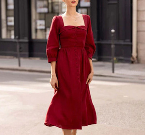 Nueva llegada Vintage de las mujeres Plunge Neck Lace up Ruffle Front Backless y Tie Back Rust Cami Maxi Dress - Product Image 5