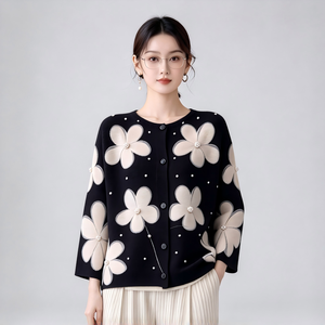 Blusa Plisada con Flores 3D para Mujer, Lista para Enviar, Blusa con Adornos de Perlas, Envío en 7 Días, Camisa Técnica, Blusa Plisada de Otoño - Product Image 6