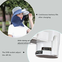 Sombrero de Sol para Mujer, para Actividades al Aire Libre, Trabajo, con Protección Solar, con Cubierta para el Cuello, Ventilador de Refrigeración Recargable Ajustable, Visera de Ala Ancha
