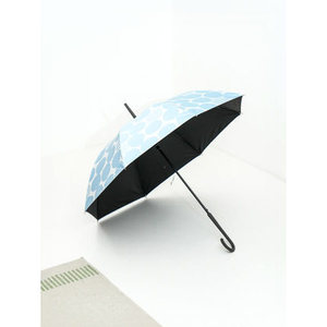 Paraguas de seda azul abierto automático con patrón Det de tres pliegues azul 8K con mango de madera bloque UV de hasta 99% y tamaño grande - Product Image 1