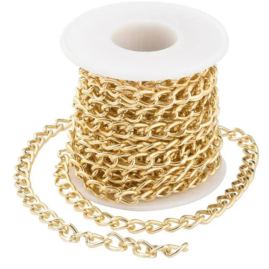 5Meter Per Roll Aluminum Light Silver Gold Plated Jewelry Making Accessories Roll Jewelry Flat Carved Curb Chain