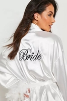 KY brodé Premium mariée plume pyjamas Robe thermique vêtements de nuit pour les femmes chaud Sexy chambre Robe pour l'été automne