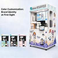 Station de café intelligente sans personnel, type fermé à bras unique, bras robotique à 6 axes, kiosque à café avec impression photo personnalisée, nettoyage automatique, télécommande