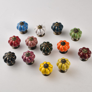 <b>Ceramic</b> Cabinet <b>Knob</b> Pumpkin Shape Colorful European Style Drawer Handle Furniture Decorative <b>Knob</b> Durable Design - Product Image 4