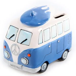 Hucha de cerámica personalizada para niños, regalo único, OEM, Campervan, furgoneta, diseño