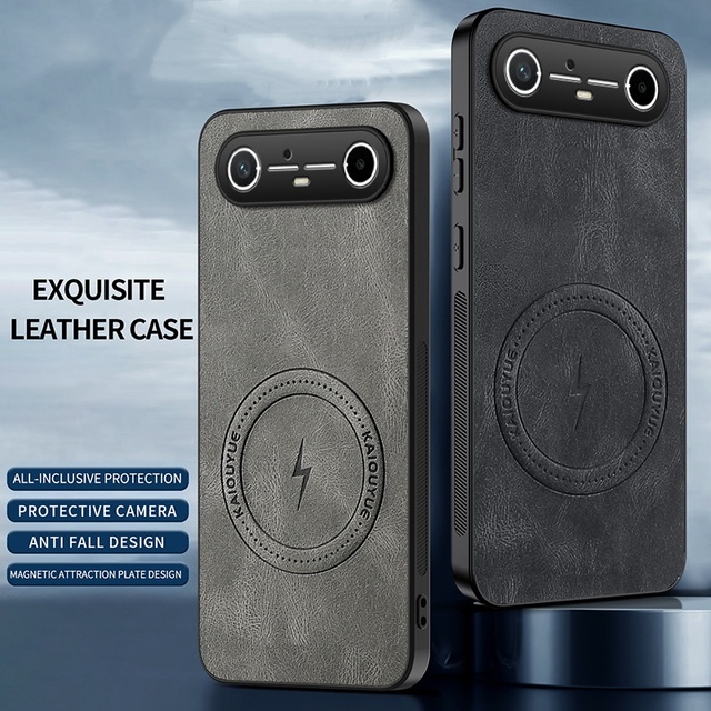 Magnetic Matte PU Leather Lens protection Back Case for Tecno Spark Slim / Pova Slim Wireless Charging Cover